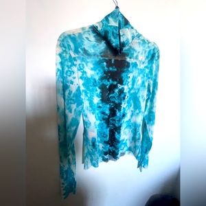AFRM blue print sheer blouse XL